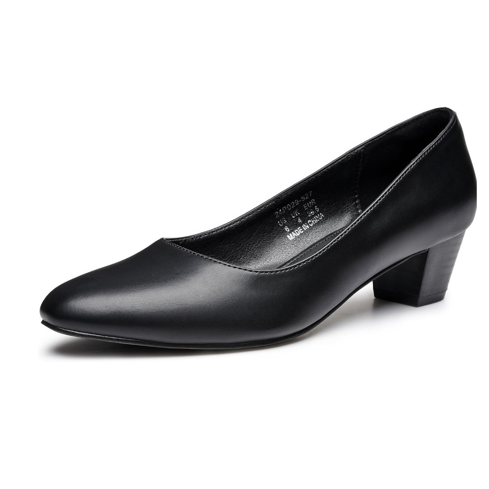 Trary Black Leather Block Heel Pumps Women's Size 9.5 Classic Comfort‎